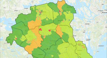 Karta över Sörmland.